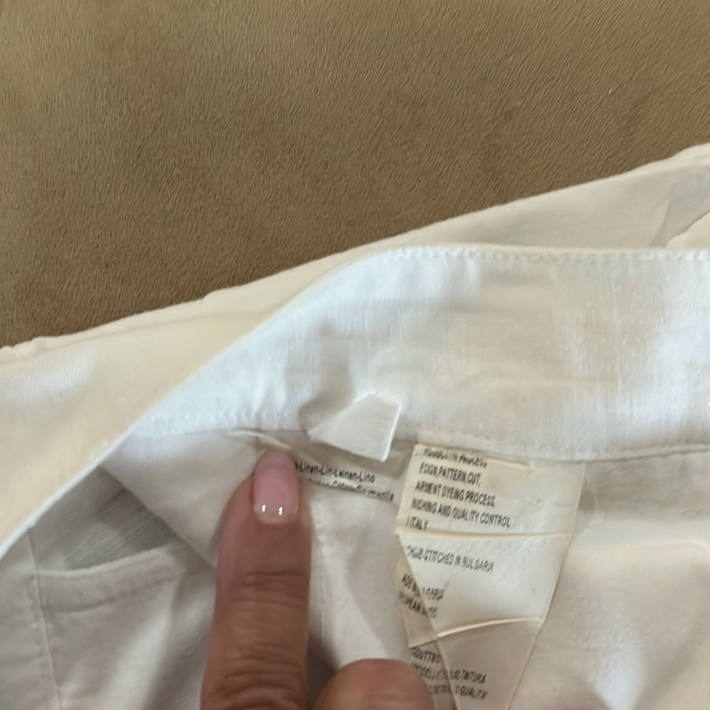 Unlined white linen tapered women’s pants Italy - Picture 6 of 13